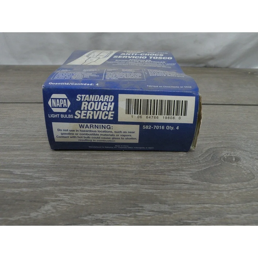NAPA 582-7016 Standard Rough Service Light Bulbs 75W 120V Brass Base Qty 4